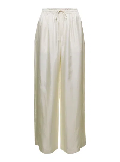 Rohe Wide Leg Silk Trousers In White