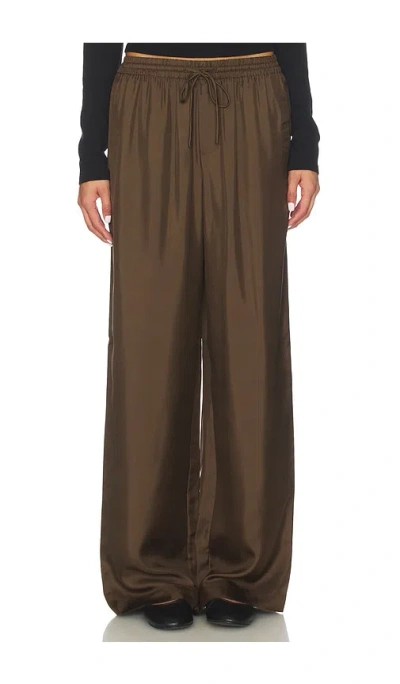 Rohe Wide Leg Silk Trousers In Brown