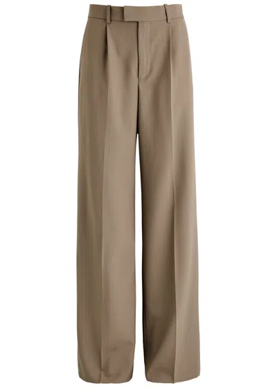 Rohe Wide-leg Wool Trousers In Khaki