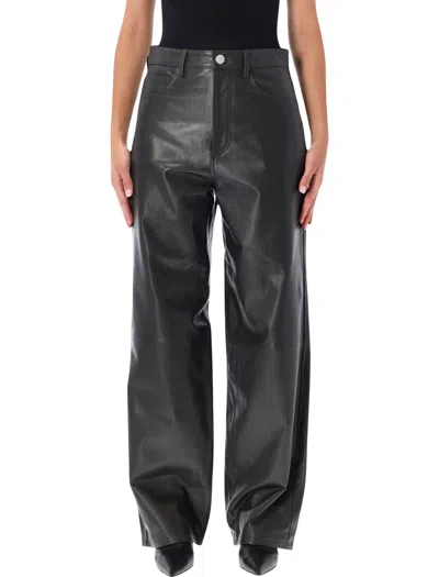 Rohe Wide-leg Leather Trousers In Grigio