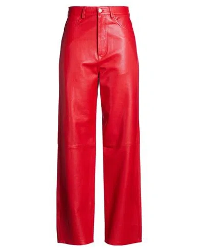 ROHE RÓHE WOMAN PANTS RED SIZE 12 LAMBSKIN