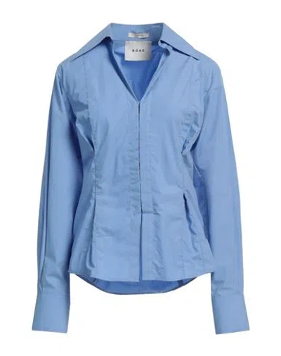 Rohe Róhe Woman Shirt Azure Size 8 Cotton In Blue