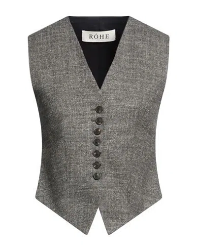 Rohe Róhe Woman Tailored Vest Grey Size 14 Virgin Wool, Linen, Polyamide, Cotton In Gray