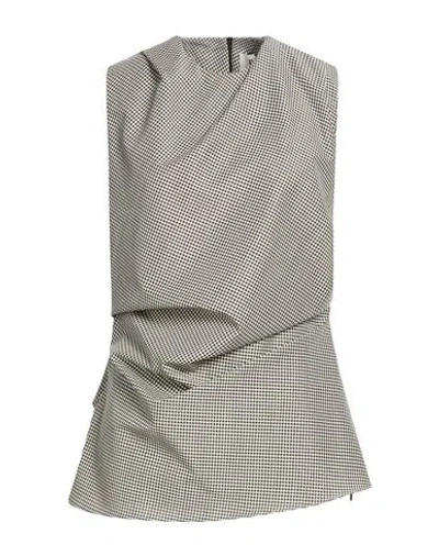 Rohe Gathered Gingham Wool-blend Top In Black