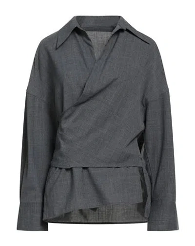 Rohe Róhe Woman Top Grey Size 6 Polyester, Virgin Wool In Gray