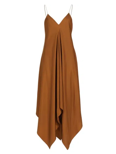 Rohe Róhe Silk Strap Dress With Wider Hem Clothing In Tan