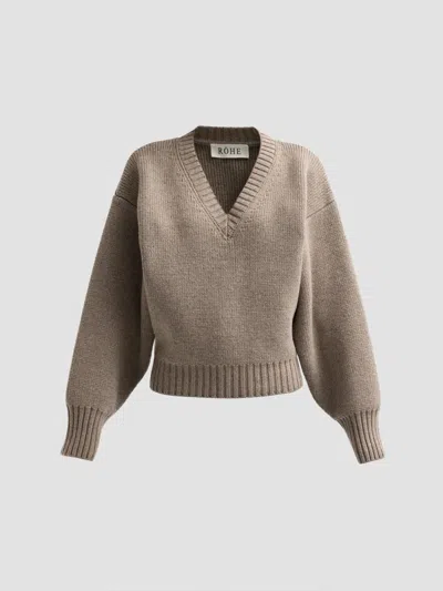 Rohe Women's Compact Wool V-neck Sweater In Gray