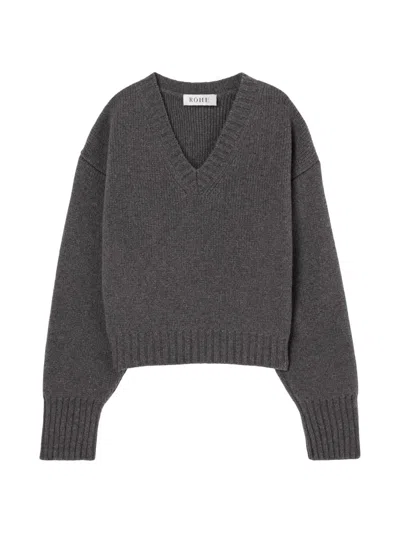 Rohe Women's Compact-knit Wool V-neck Sweater In Gray