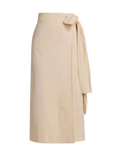 Rohe Women's Linen-blend Wrap Midi-skirt In Cream