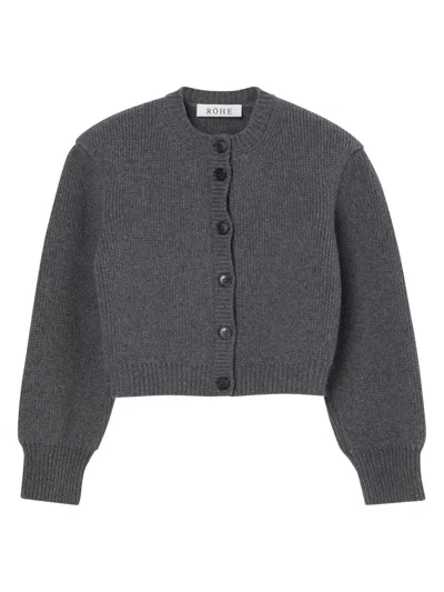 Rohe Women's Padded Wool Cardigan In Gray