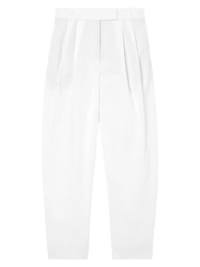 Rohe Women's Pleated Cotton Barrel Trousers In White
