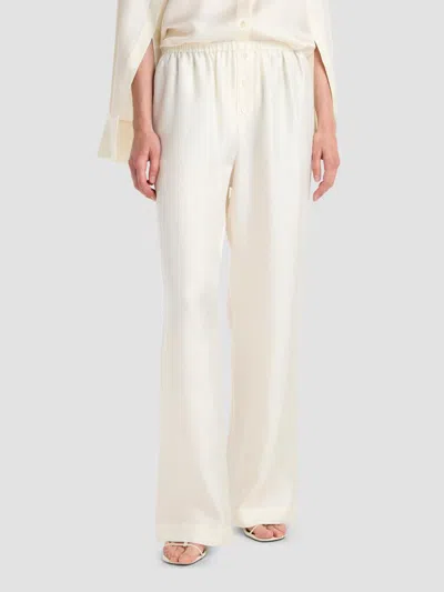 Rohe Women's Silk Twill Relaxed-leg Pull-on Trousers In White