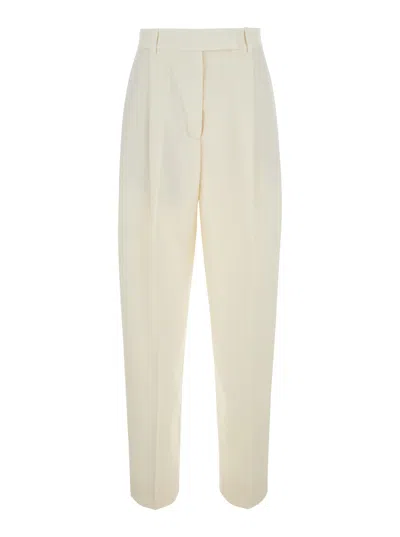 Rohe Women's Wool Pants With Single Front Pleat And Tapered Leg In Gray