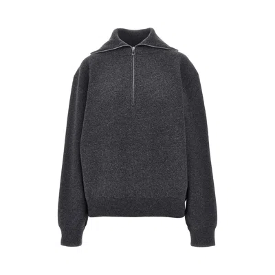 Rohe Wool And Cashmere Half-zip Sweater In Gray