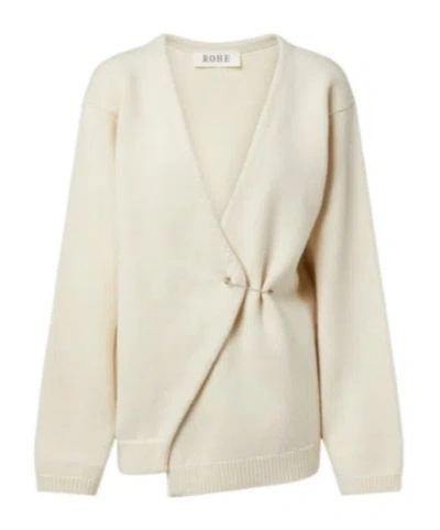Rohe Wool And Cashmere Wrap Cardigan In Neutral