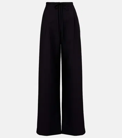 Rohe Wool And Mohair Wide-leg Pants In Black