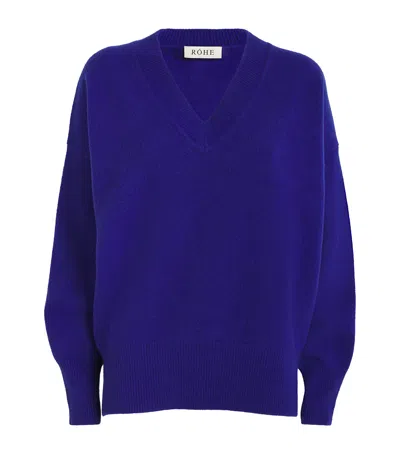 Rohe Wool-blend V-neck Sweater In Blue