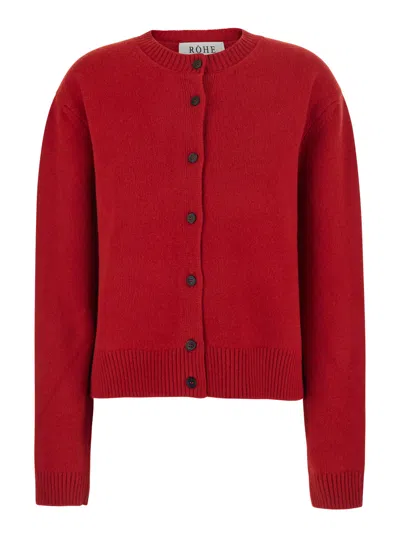 Rohe Róhe Wool Blend V-neck Cardigan In Red