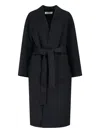 Rohe Black Wool Coat With Shawl Collar In Black