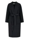 Rohe Black Wool Coat With Shawl Collar In Black