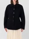 Rohe Double-faced Wool Sculptural Sleeve Jacket With Cinched Waist And Four-button Closure In Black