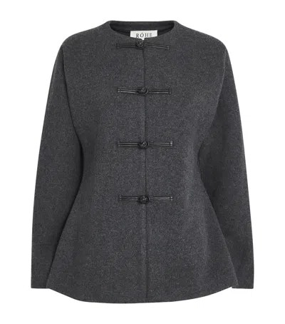 Rohe Wool Mandarin Waisted Cardigan In Gray