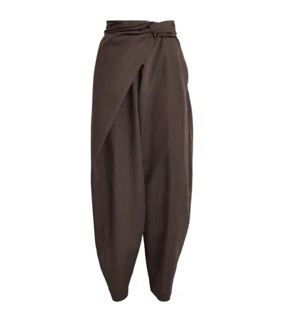 Rohe Róhe Wool Sarong-knot Trousers In Brown
