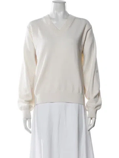 Pre-owned Rohe Wool V-neck Sweater In Neutral
