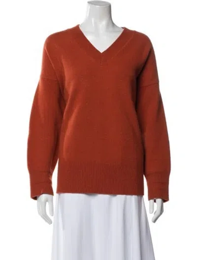 Pre-owned Rohe Wool V-neck Sweater In Orange