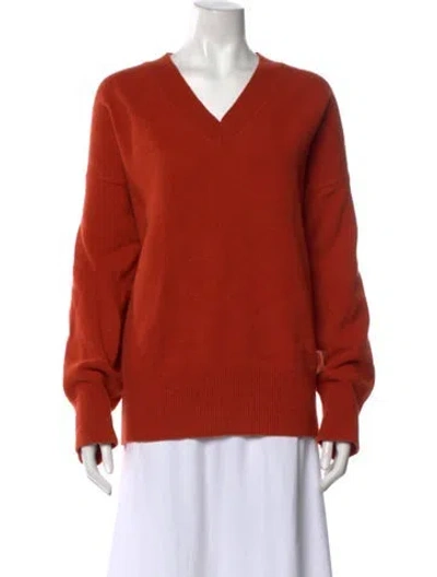 Pre-owned Rohe Wool V-neck Sweater In Orange