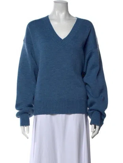 Pre-owned Rohe Wool V-neck Sweater W/ Tags In Blue