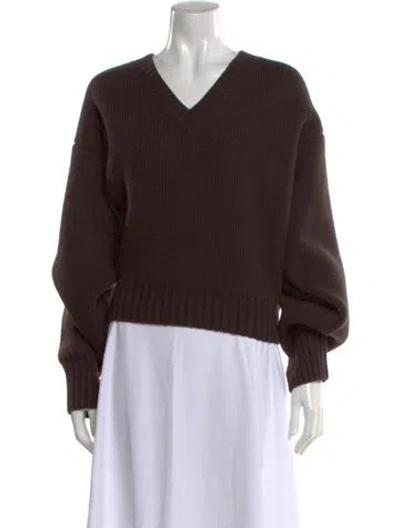 Pre-owned Rohe Wool V-neck Sweater W/ Tags In Brown
