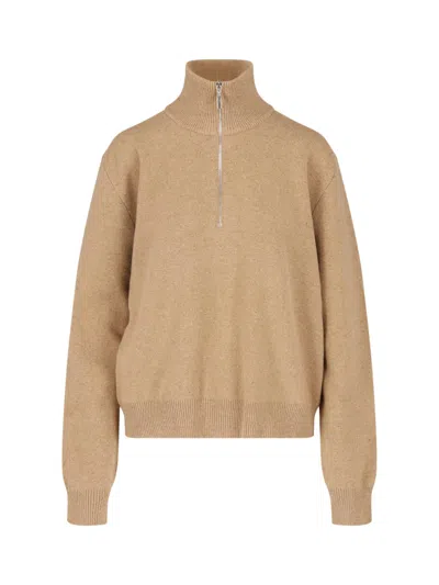 Rohe Wool Zip Sweater In Beige