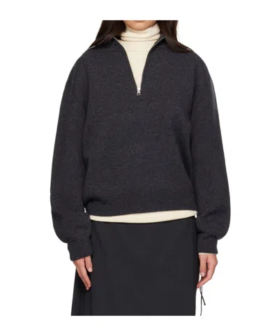 Rohe Wool-blend Half-zip Sweater In Black