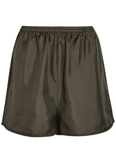 Rohe Woven-trim Satin Shorts In Green