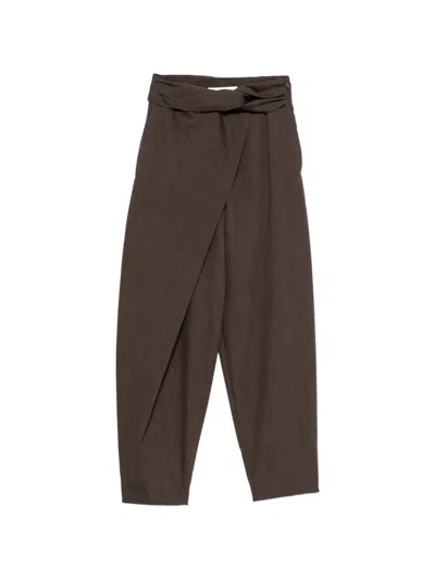 Rohe Wrap-style Twist-detail Trousers In Brown