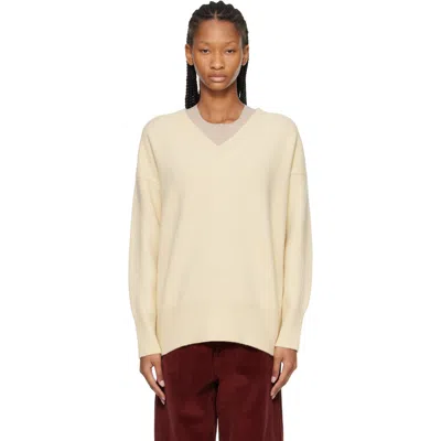 Rohe Yellow Classic V-neck Sweater In Neutral