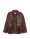 Rohe Zip-up Leather Jacket In Brown
