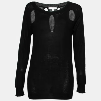 Pre-owned Roi Black Silk & Cashmere Knit Cut-out Detail Sweater M