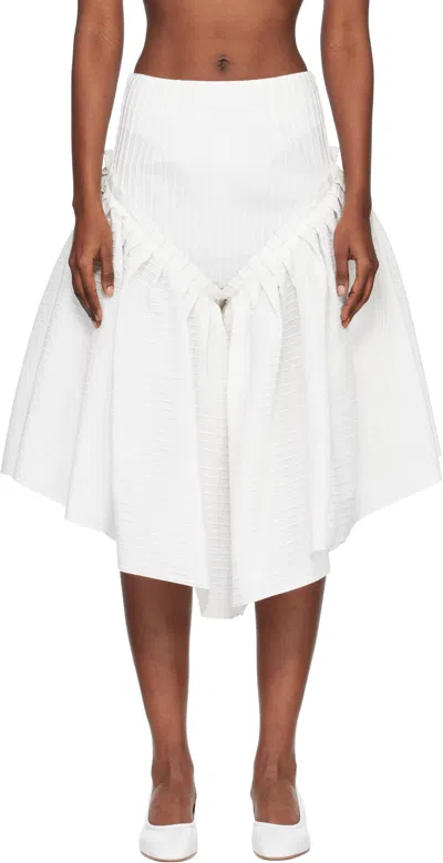 Roisin Pierce White Ruffle & Pintuck Shorts·