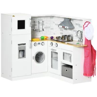 Rojays Corner Play Kitchen Set With Sound Effects And Tons Of Countertop Space, Large Wooden Kitchen With W