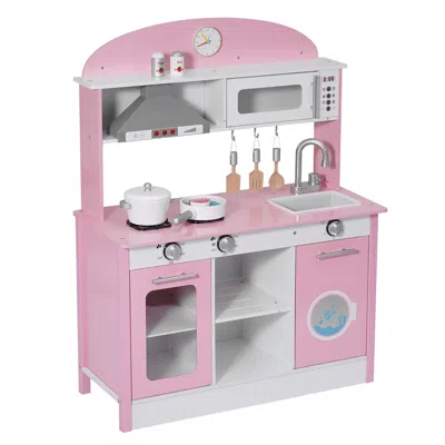 Rojays Play Kitchen For Kids, Wooden, Kids Kitchen Playset With Real Lights & Sounds, Food & Cookware Acces
