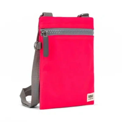Roka Cross Body Shoulder Swing Pocket Bag Chelsea Recycled Repurposed Sustainable Nylon In Neon Raspberry In Pink