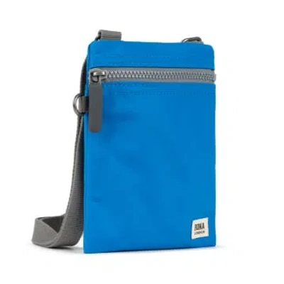 Roka London Cross Body Shoulder Swing Pocket Bag Chelsea Recycled Repurposed Sustainable Nylon In Ne In Blue