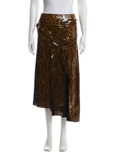 Pre-owned Rokh Animal Print Midi Length Skirt In Brown