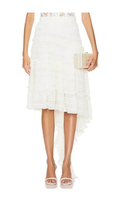 Rokh Asymmetrical Lace Tulle Skirt In 크림
