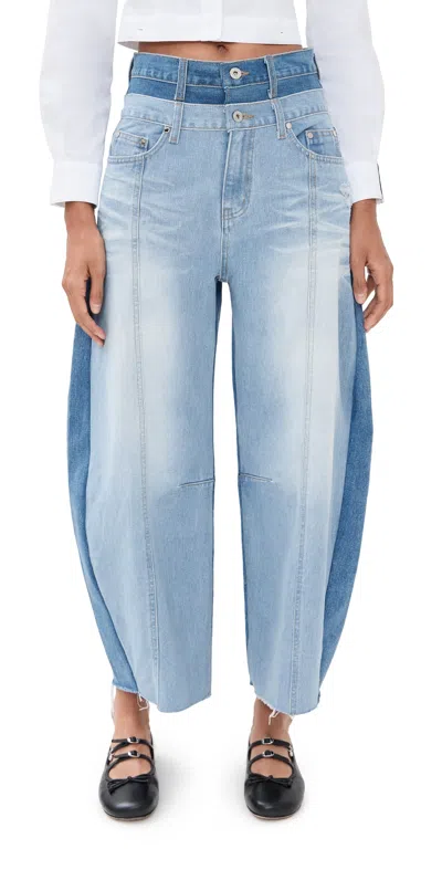ROKH BALLOON SHAPED LAYERED DENIM JEANS LIGHT BLUE
