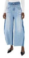 Rokh Balloon Shaped Layered Denim Jeans Light Blue In Light Blue