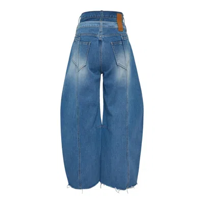 Rokh Balloon Shaped Layered Denim Pants In Blue