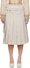 Rokh Beige Double Layered Pleated Midi Skirt In 0401 Oat Beige